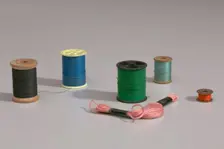 Six colors of thread from Mae's Millinery Shop, 1941-1994. Creator: Unknown