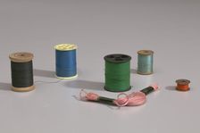 Six colors of thread from Mae's Millinery Shop, 1941-1994. Creator: Unknown