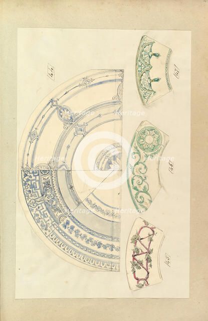 Six Designs for Decorated Plates, 1845-55. Creator: Alfred Crowquill.