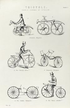 Six early forms of bicycle, c1870. Creator: Unknown