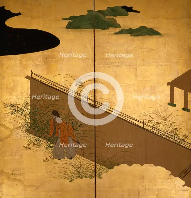 Six-fold screen depicting tales of Ise, 1617-1691. Creator: Tosa Mitsuoki.