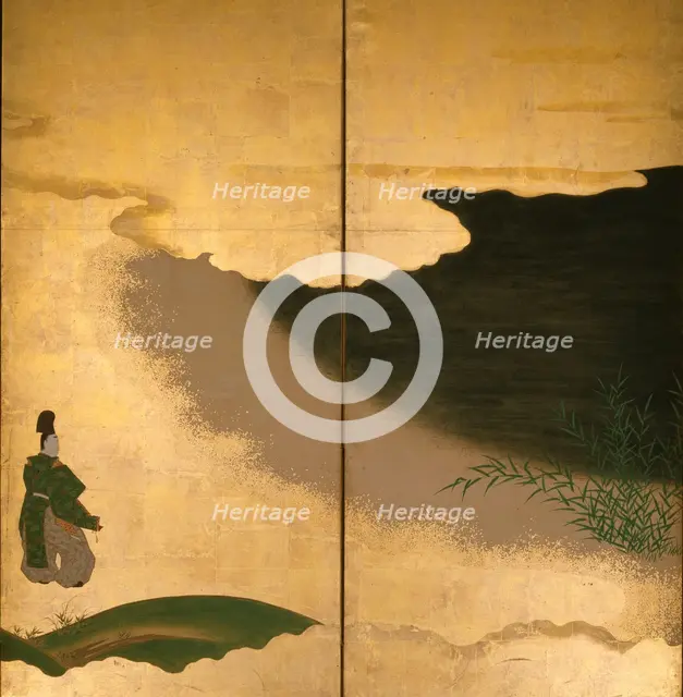 Six-fold screen depicting tales of Ise, 1617-1691. Creator: Tosa Mitsuoki.
