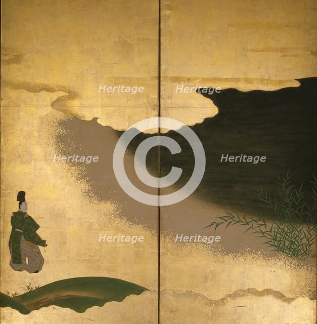 Six-fold screen depicting tales of Ise, 1617-1691. Creator: Tosa Mitsuoki.