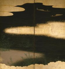 Six-fold screen depicting tales of Ise, 1617-1691. Creator: Tosa Mitsuoki