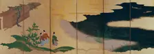 Six-fold screen depicting tales of Ise, 1617-1691. Creator: Tosa Mitsuoki