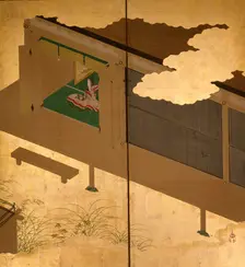Six-fold screen depicting tales of Ise, 1617-1691. Creator: Tosa Mitsuoki