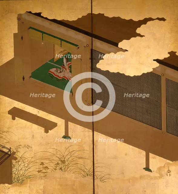 Six-fold screen depicting tales of Ise, 1617-1691. Creator: Tosa Mitsuoki.