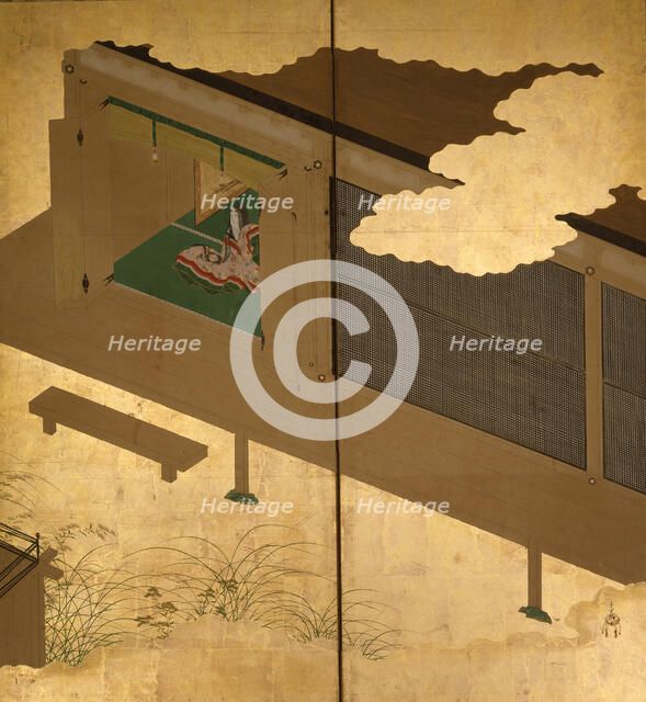 Six-fold screen depicting tales of Ise, 1617-1691. Creator: Tosa Mitsuoki.