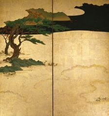Six-fold screen depicting tales of Ise, 1617-1691. Creator: Tosa Mitsuoki