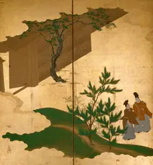 Six-fold screen depicting tales of Ise, 1617-1691. Creator: Tosa Mitsuoki