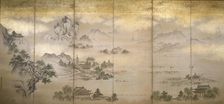 Six fold screen depicting views of Lake Xi Hu, late 17th century. Creator: Kano Joshin