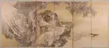 Six-fold screen depicting a roaring tiger, 1749-1838. Artist: Kishi Ganku