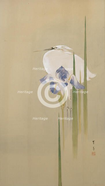 Six-fold screen depicting creatures and flowers of the twelve months, 1900. Creator: Watanabe Seitei.