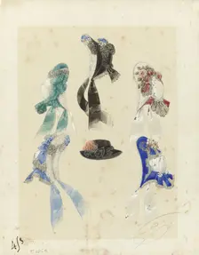 Six hats, c.1859. Creator: Laure Noel