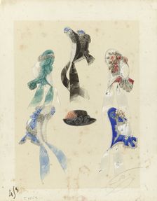 Six hats, c.1859. Creator: Laure Noel