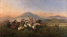 Six Horsemen Chasing Deer, 1860. Creator: Raden Saleh