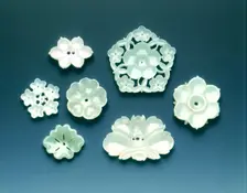 Six jade flowers, Jin to early Ming dynasty, c1115-c1450. Creator: Unknown