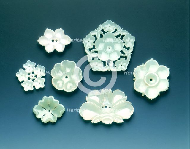 Six jade flowers, Jin to early Ming dynasty, c1115-c1450. Creator: Unknown.
