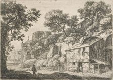 Six landscapes. A man wearing a cloak, and his dog. (H43), 1640-1690. Creator: Anthonie Waterloo