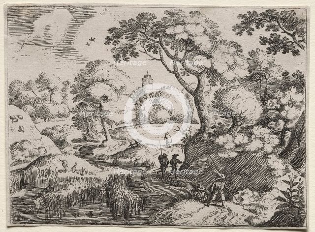 Six Landscapes: Path Between Swamp and Wooded Bank, c. 1595. Creator: Jacob I Savery (Dutch, c1565/67-1602/3).