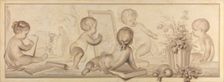 Six Putti with Flowers and Fruit and Attributes of the Art of Drawing, 1782. Creator: Juriaan Andriessen