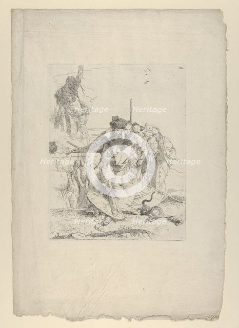 Six people watching a snake, from the Scherzi, ca. 1743-50. Creator: Giovanni Battista Tiepolo.