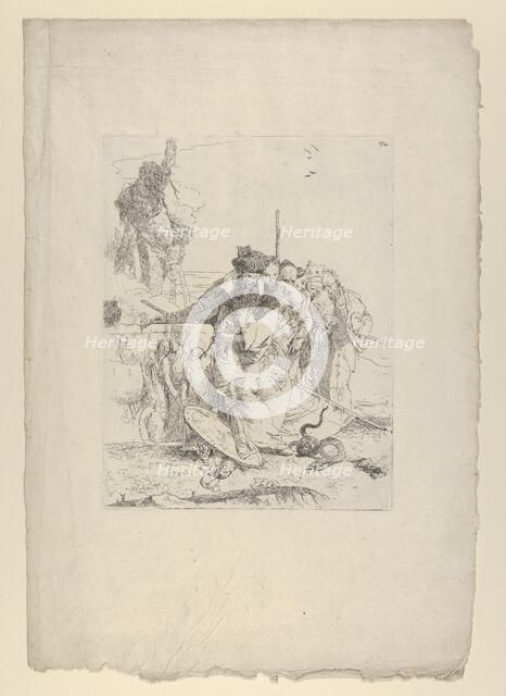 Six people watching a snake, from the Scherzi, ca. 1743-50. Creator: Giovanni Battista Tiepolo.