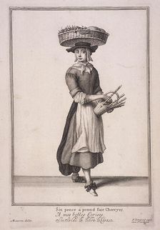 Six pence a pound fair Cherryes Cries of London, (1688?). Artist: Anon