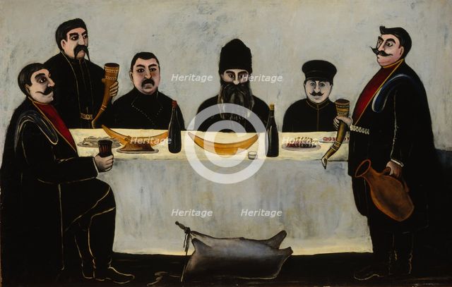 Six Princes (Feast), 1905-1907. Artist: Pirosmani, Niko (1862-1918)