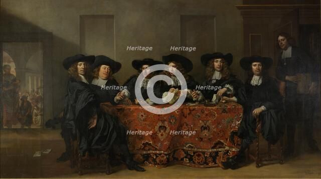 Six Regents and the Housemaster of the Oudezijds Institute for the Outdoor Relief of the Poor, Amste Creator: Pieter van Anraedt.