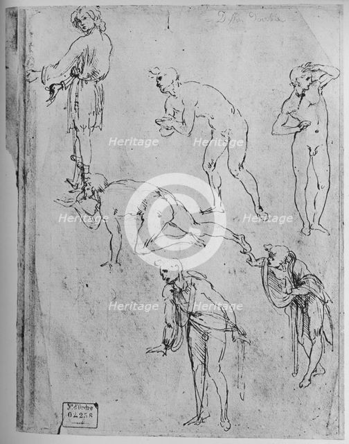 'Six Studies of Figures', 1481-1483 (1945). Artist: Leonardo da Vinci.