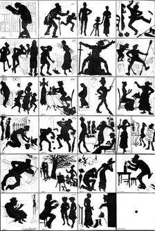 Six shadow charades drawn by H. Furniss - the answers next week, 1881. Creator: Unknown
