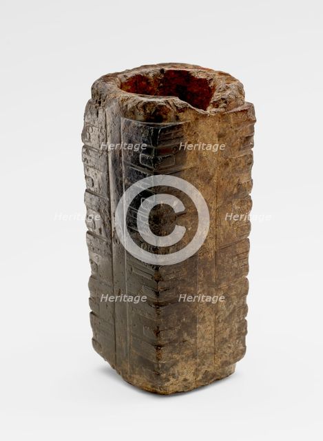 Six-tier tube (cong ?) with masks, Late Neolithic period, ca. 3300-2250 BCE. Creator: Unknown.