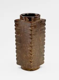 Six-tier tube (cong ?) with masks, probably recut, Late Neolithic period, ca. 3300-2250 BCE. Creator: Unknown