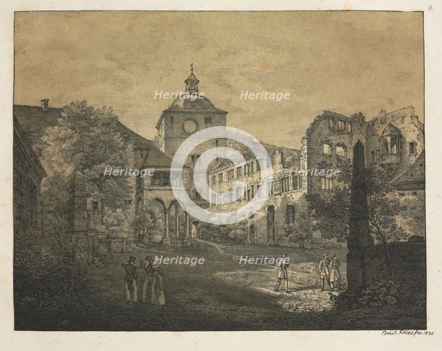 Six Views of Heidelberg Castle: Castle Terrace , 1820. Creator: Ernst Fries (German, 1801-1833); Mohr & Winter, Heidelberg.