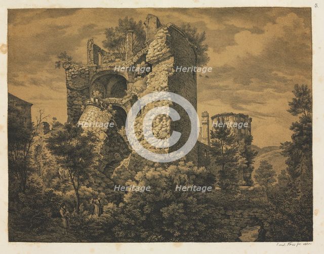 Six Views of Heidelberg Castle: Tower , 1820. Creator: Ernst Fries (German, 1801-1833); Mohr & Winter, Heidelberg.