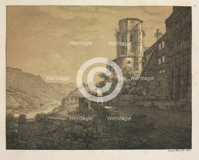 Six Views of Heidelberg Castle: Yard, at the Entrance , 1820. Creator: Ernst Fries (German, 1801-1833); Mohr & Winter, Heidelberg.