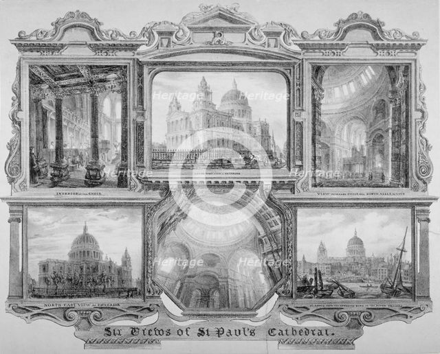 Six views of St Paul's Cathedral, City of London, 1830. Artist: Anon