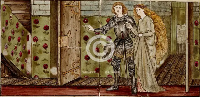 Sixteen tiles form eight illustrations of the 'Briar Rose' tale, 1862-1865. Artists: William Morris, Sir Edward Coley Burne-Jones.