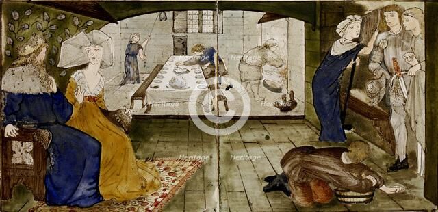 Sixteen tiles form eight illustrations of the 'Briar Rose' tale, 1862-1865. Artists: William Morris, Sir Edward Coley Burne-Jones.