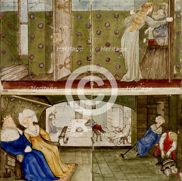 Sixteen tiles form eight illustrations of the 'Briar Rose' tale, 1862-1865. Artists: William Morris, Sir Edward Coley Burne-Jones.
