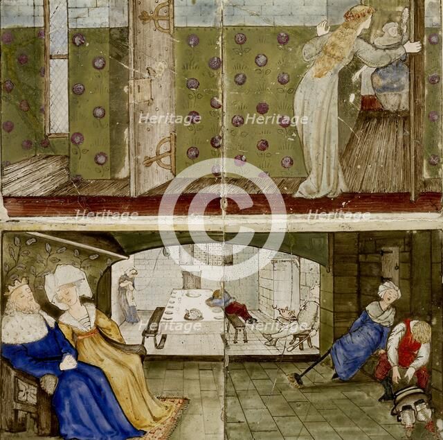 Sixteen tiles form eight illustrations of the 'Briar Rose' tale, 1862-1865. Artists: William Morris, Sir Edward Coley Burne-Jones.