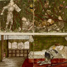 Sixteen tiles form eight illustrations of the Briar Rose tale, 1862-1865. Artists: William Morris, Sir Edward Coley Burne-Jones