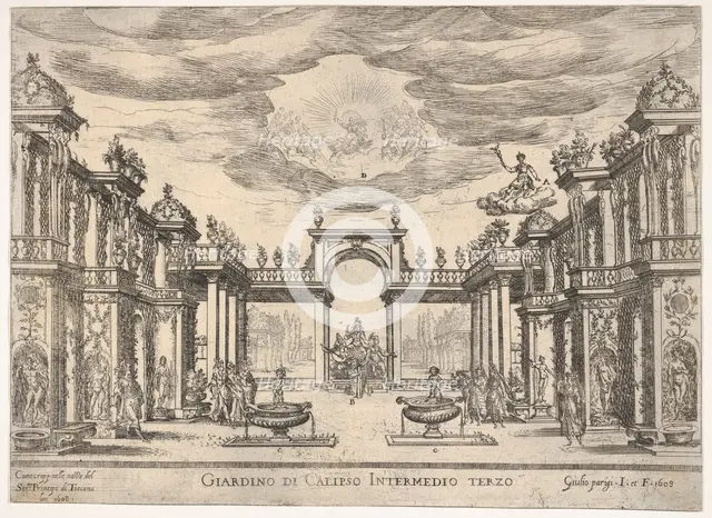 Sixth interlude: garden of Calypso (Intermedio sesto: giardino di Calipso), from the serie..., 1608. Creator: Remigio Cantagallina.