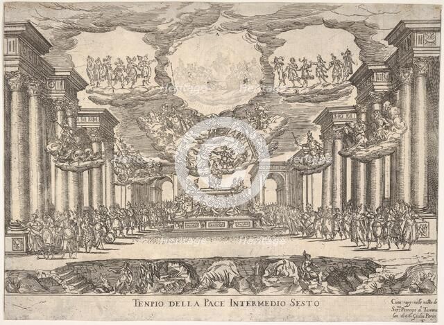 Sixth interlude: temple of peace (Intermedio sesto: tempio della pace), from the series 'S..., 1608. Creator: Remigio Cantagallina.