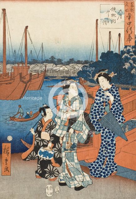 Sixth Month, Visit to Fuji, Teppozu, 1854. Creator: Ando Hiroshige.