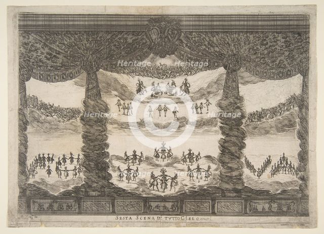 Sixth scene, the heavens, from 'The marriage of the gods' (Le nozze degli Dei), 1637. Creator: Stefano della Bella.