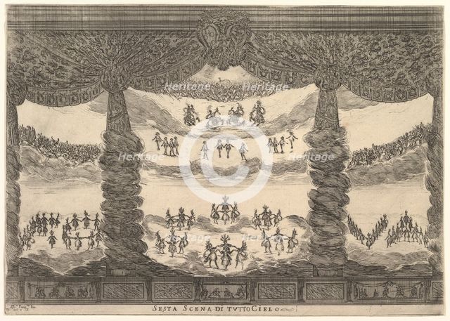 Sixth scene, the heavens, from 'The marriage of the gods' (Le nozze degli Dei), 1637. Creator: Stefano della Bella.