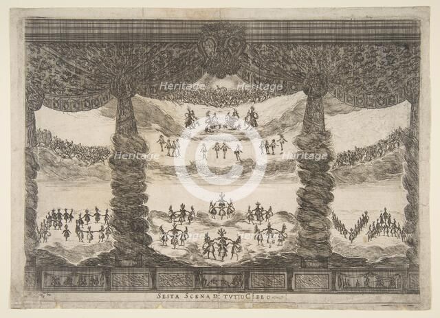 Sixth scene, the heavens, from 'The marriage of the gods' (Le nozze degli Dei), 1637. Creator: Stefano della Bella.