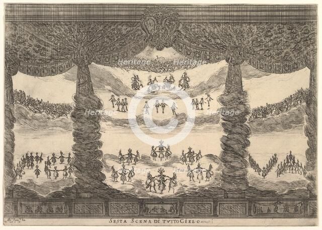 Sixth scene, the heavens, from 'The marriage of the gods' (Le nozze degli Dei), 1637. Creator: Stefano della Bella.